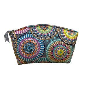 Vera Bradley Multicolor Quilted Medallion Pattern Polyester Zipper Cosmetic Bag